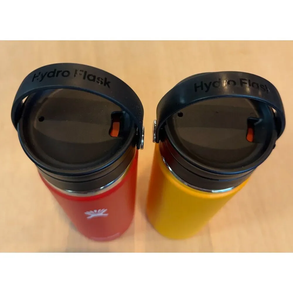 Hydro Flask 20 oz Wide Mouth Coffee Flex Sip Lid Lot of 2 Goji Red & Yellow